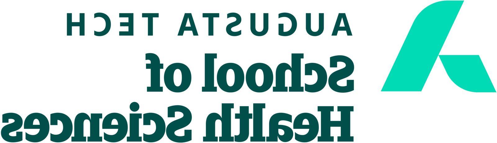 An uppercase abstract A in mint green composed of a smaller leg representing Augusta Technical College supporting the larger leg representing the Augusta Community and economy. The words Augusta Tech and School of Health Sciences are in heritage green font to the right of the a, stacked in three horizontal rows with School of Health Sciences in bold font.